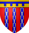 De gueules aux trois pals vairé d'argent et d'azur, au chef d'or chargé d'un lambel d'azur